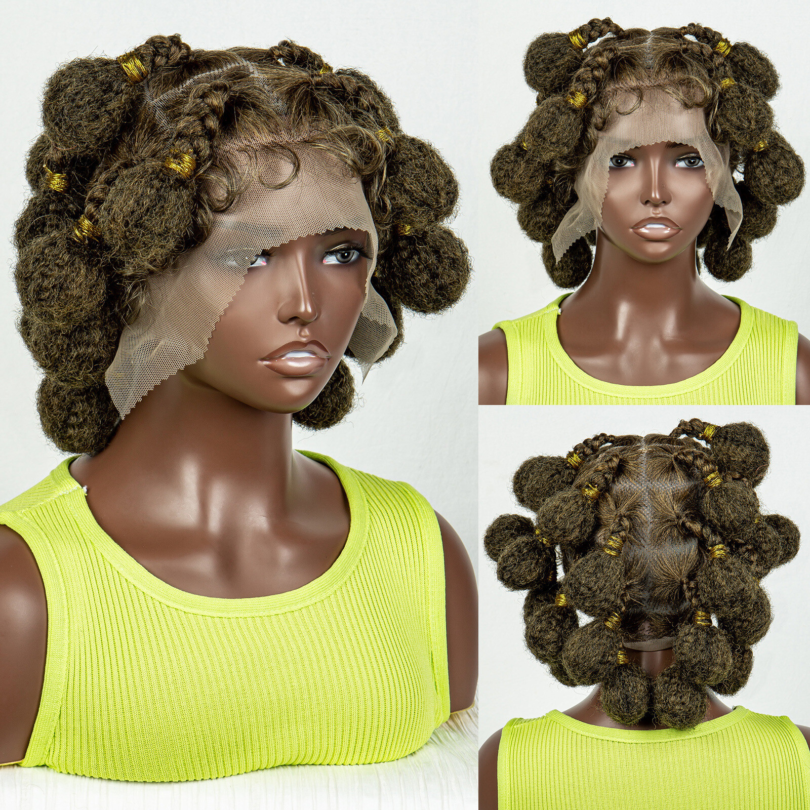 Knot Braided Wigs Synthetic HD Full Lace Wig For Black Women Afrian Braid Wigs
