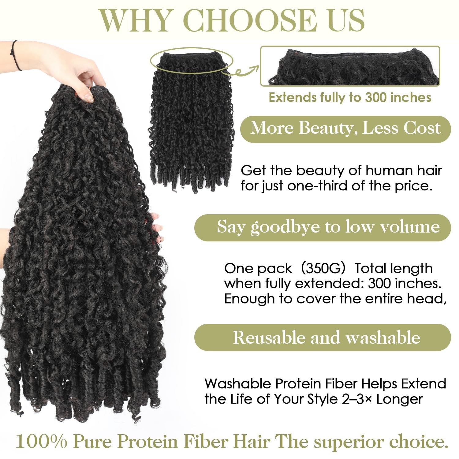 Olqzjzj Burmese Curly Bundles 18 20 22 Inch Natural Black100 Pure Protein Fiber