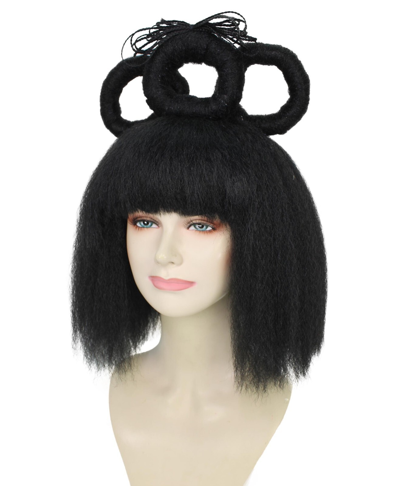 Adult Women’s Black Updo Geisha wig, Perfect For Halloween, Flame-retardant,