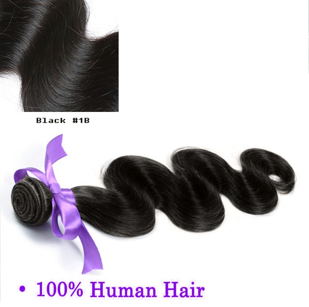 BODY WAVE Black Color #1B Brazilian 100 Virgin Human Hair bundle 10 In – 30 In