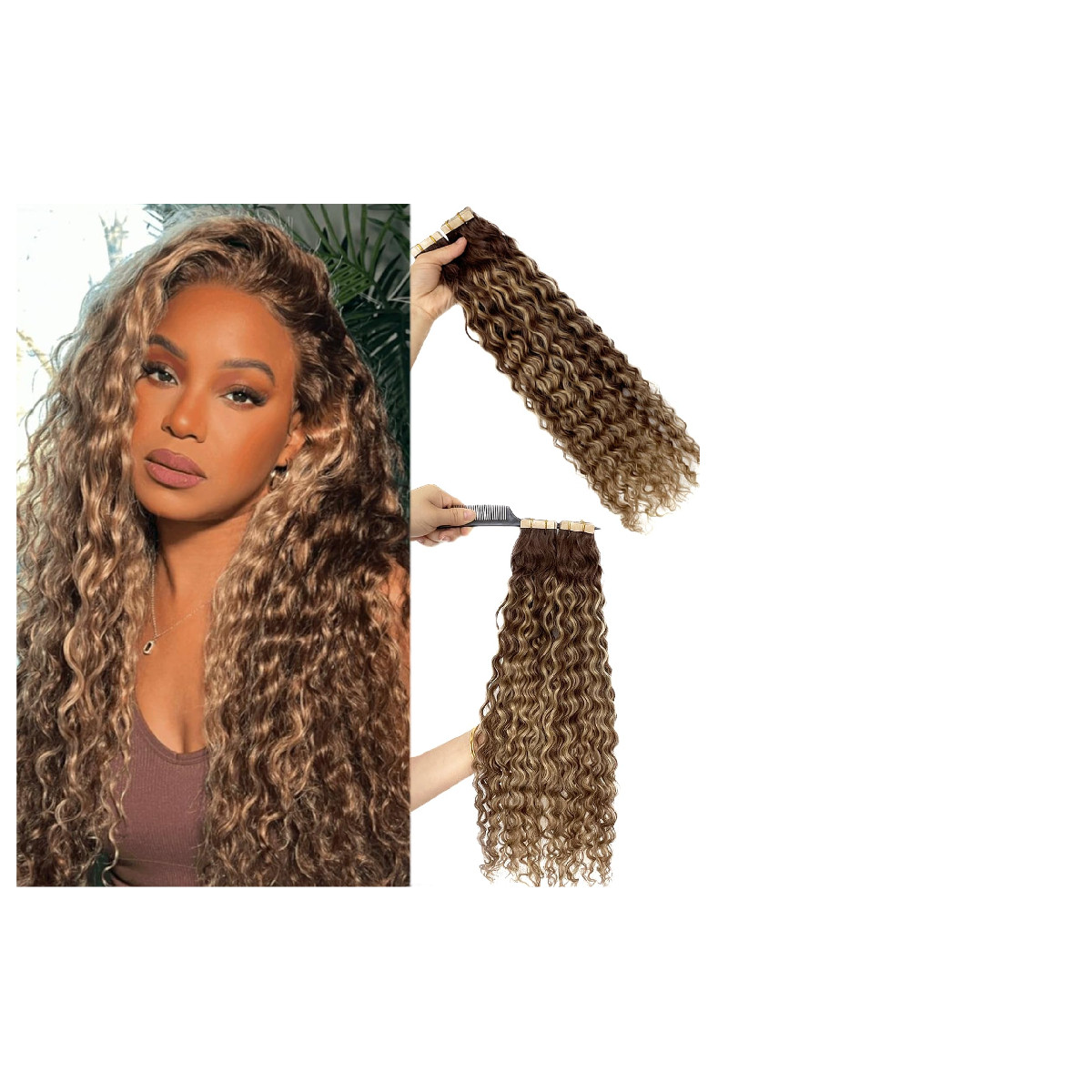 Benafee Highlights Tape In Hair Extensions Human Hair For Black Women Water
