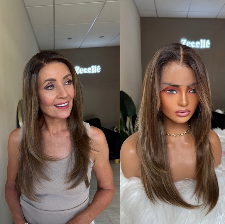 24Inch Layered Ombre Brown Wig 13×4 Lace Front Wig 100% Human Hair Wig