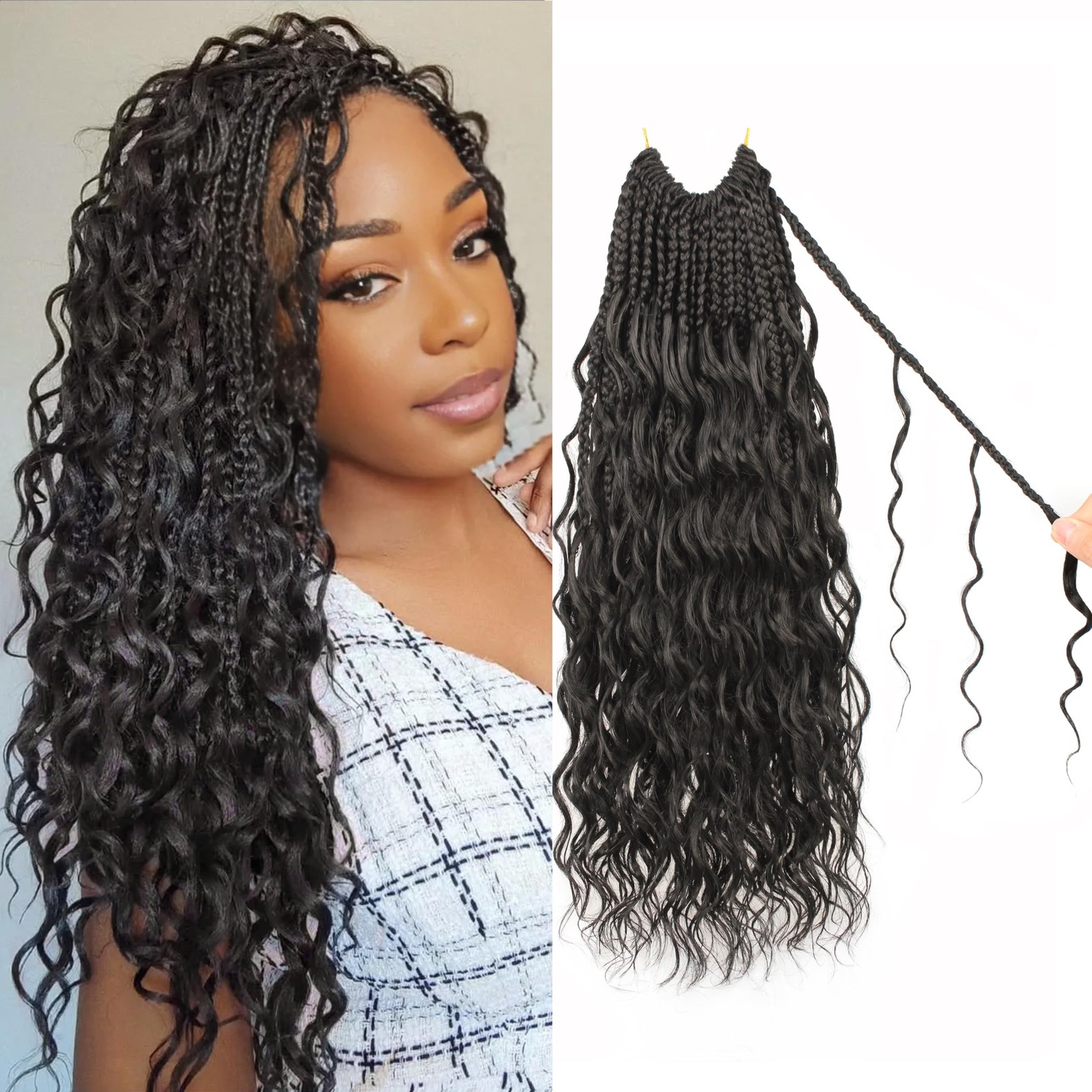 Goddess Box Braids Crochet Hair 14 inch Pure Protein Fiber Close to… Fast Ship
