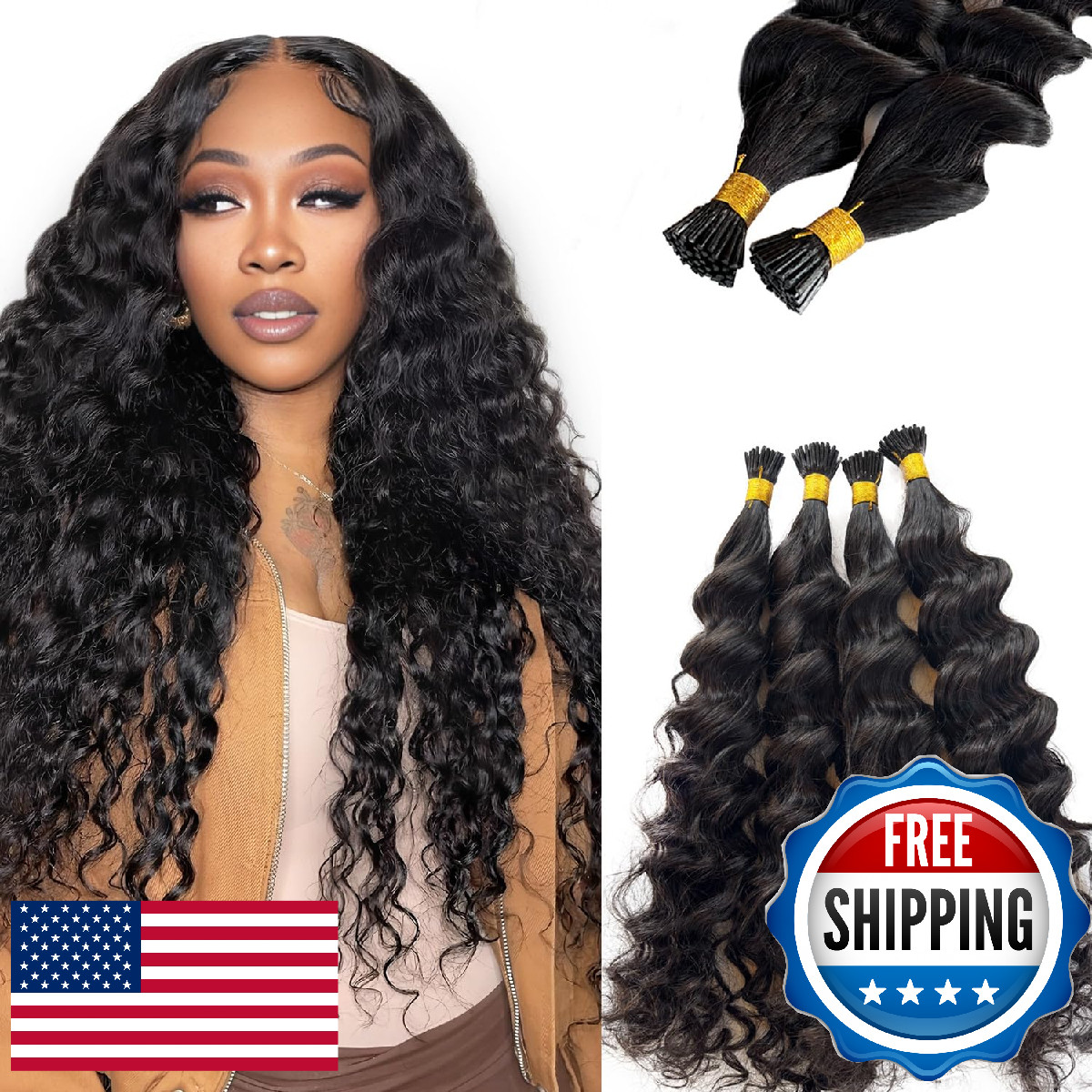 Deep Wave Human Hair Extensions, 26 Inch, Natural Black Real Human Hair Deep Cur