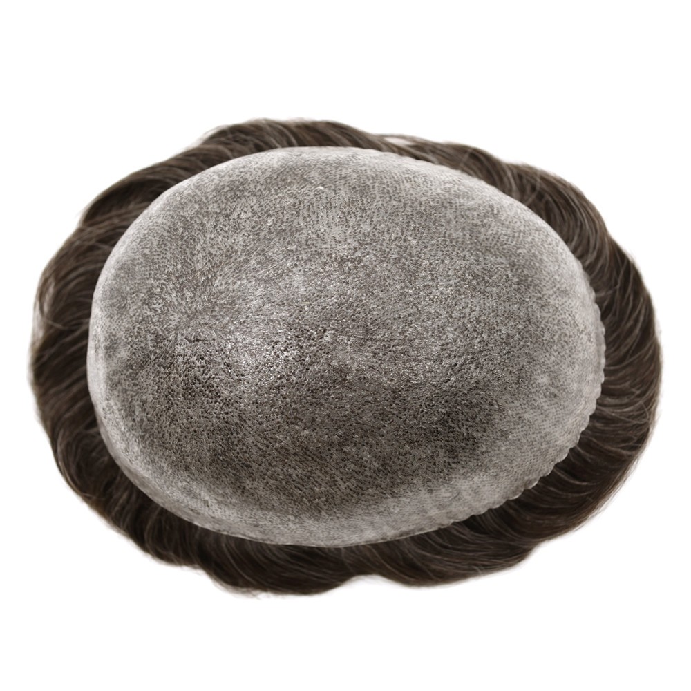 Full Poly Thin Skin Toupee Mens Hair Replacement System Human Hair PieceCustom