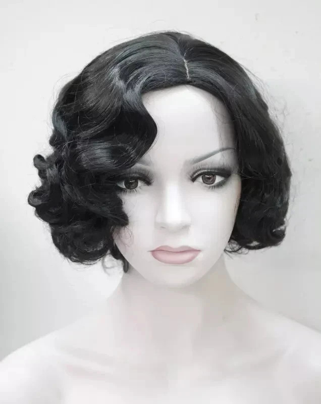 Women’s black Ladies Short Finger Wave Ladies Daily Hair Wigs-