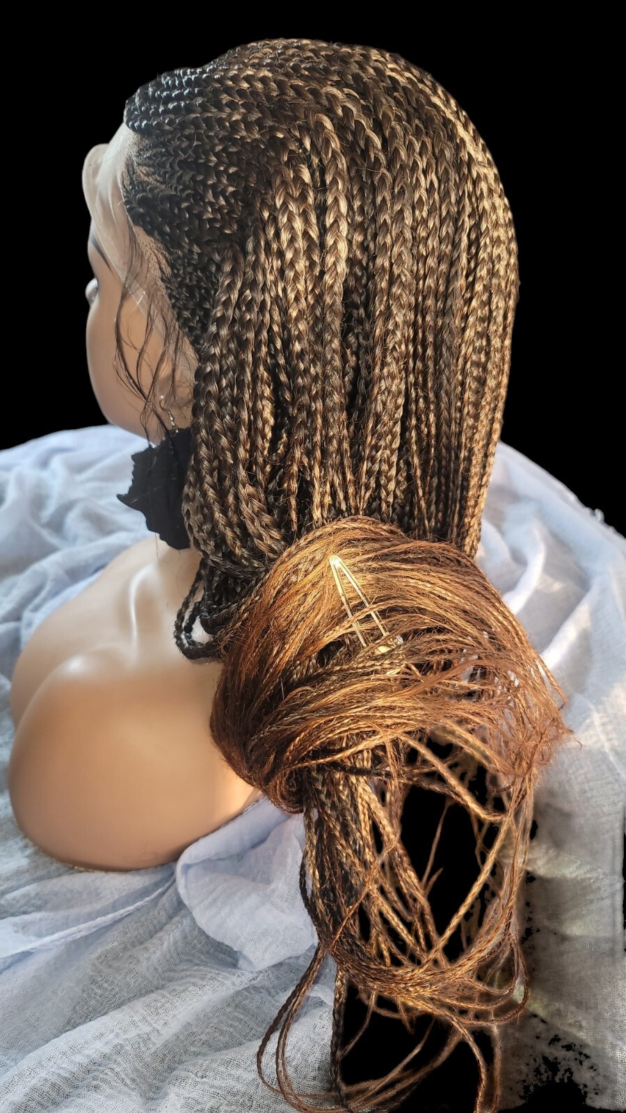 Braided Wig Full Lace Glueless Box Braids Cornrows 22″ 2/30 Ombre Handmade NWT