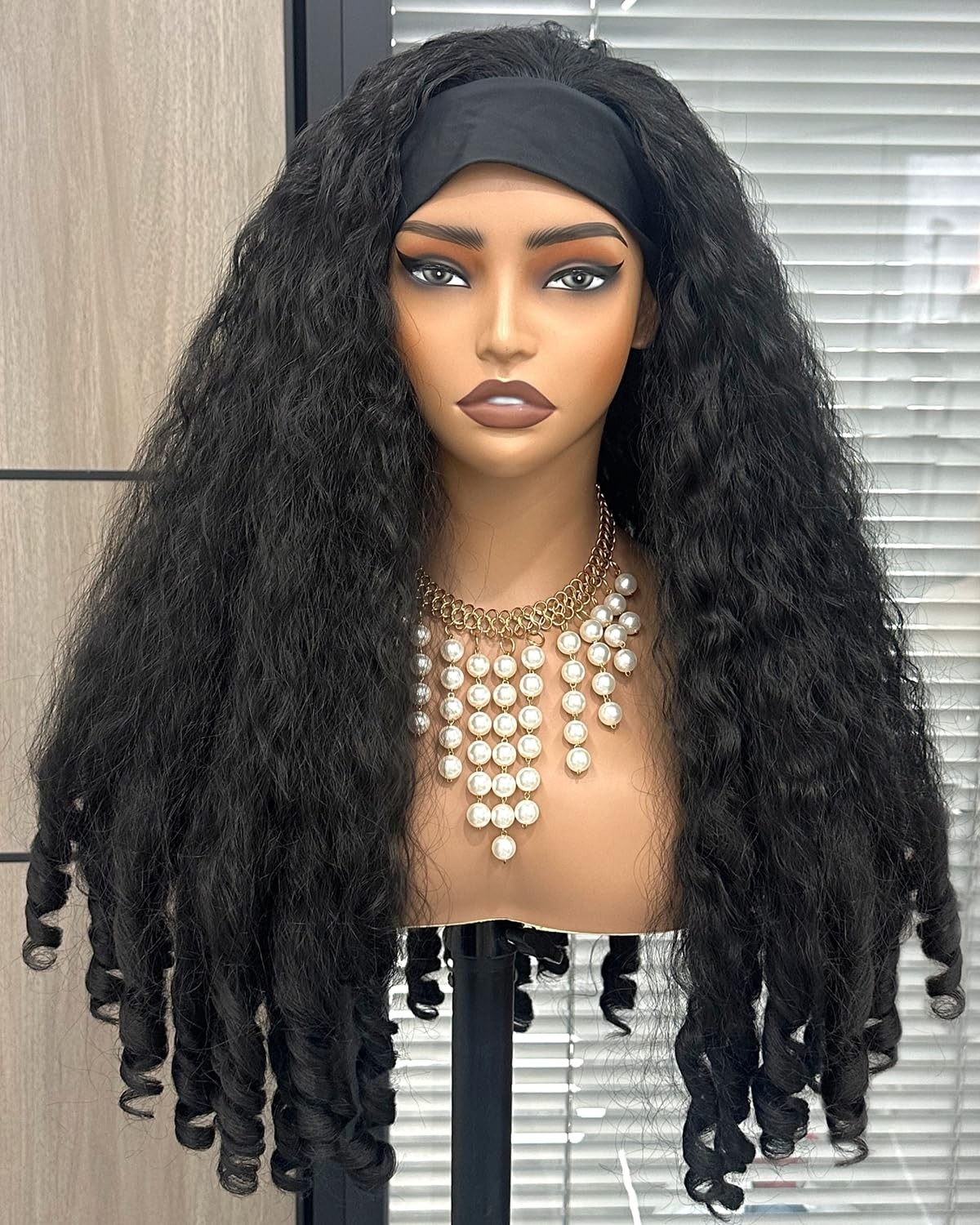 Afro Curly Headband Kinky Half Curly Wigs for Black , 180% Density Wear and G…