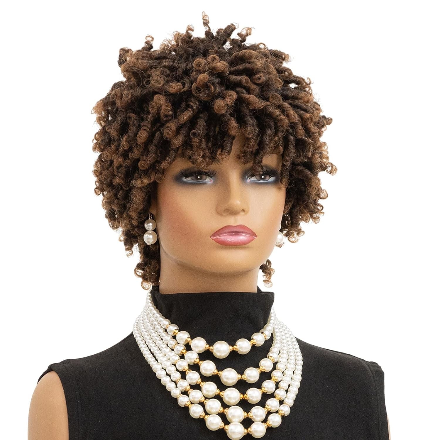 Faux Locs Hair Short Dreadlock Wig Black Afro Curly Kinky Twist Braided Wigs