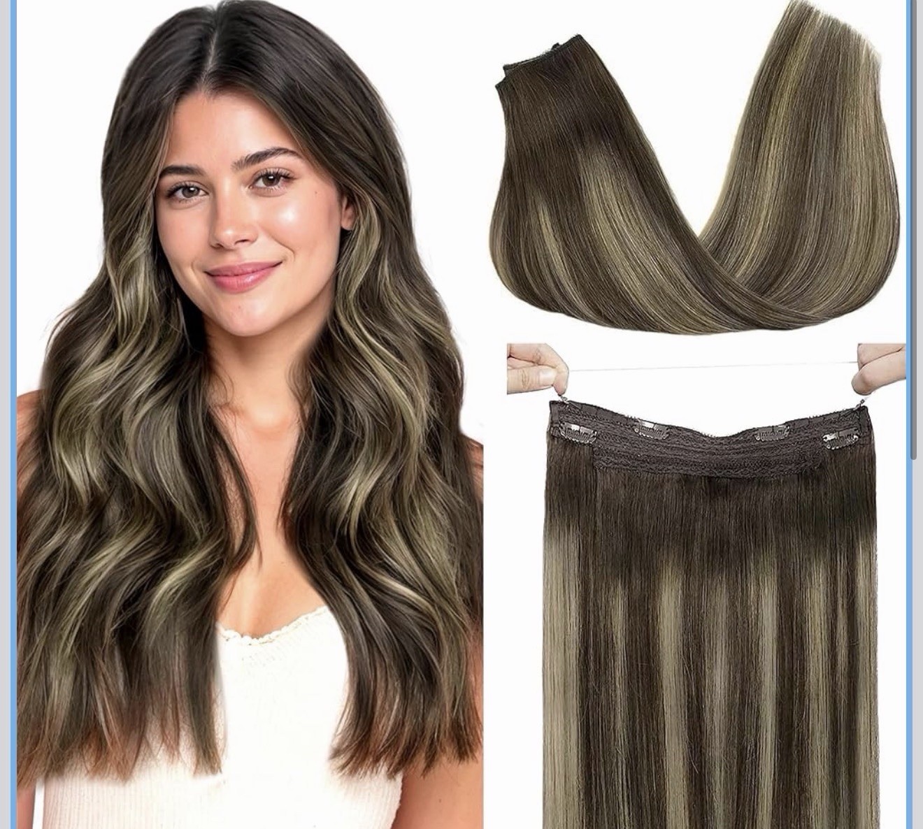 GOO GOO Wire Hair Extensions Human Hair, 4/26/4 18inch 95g Chocolate Brown