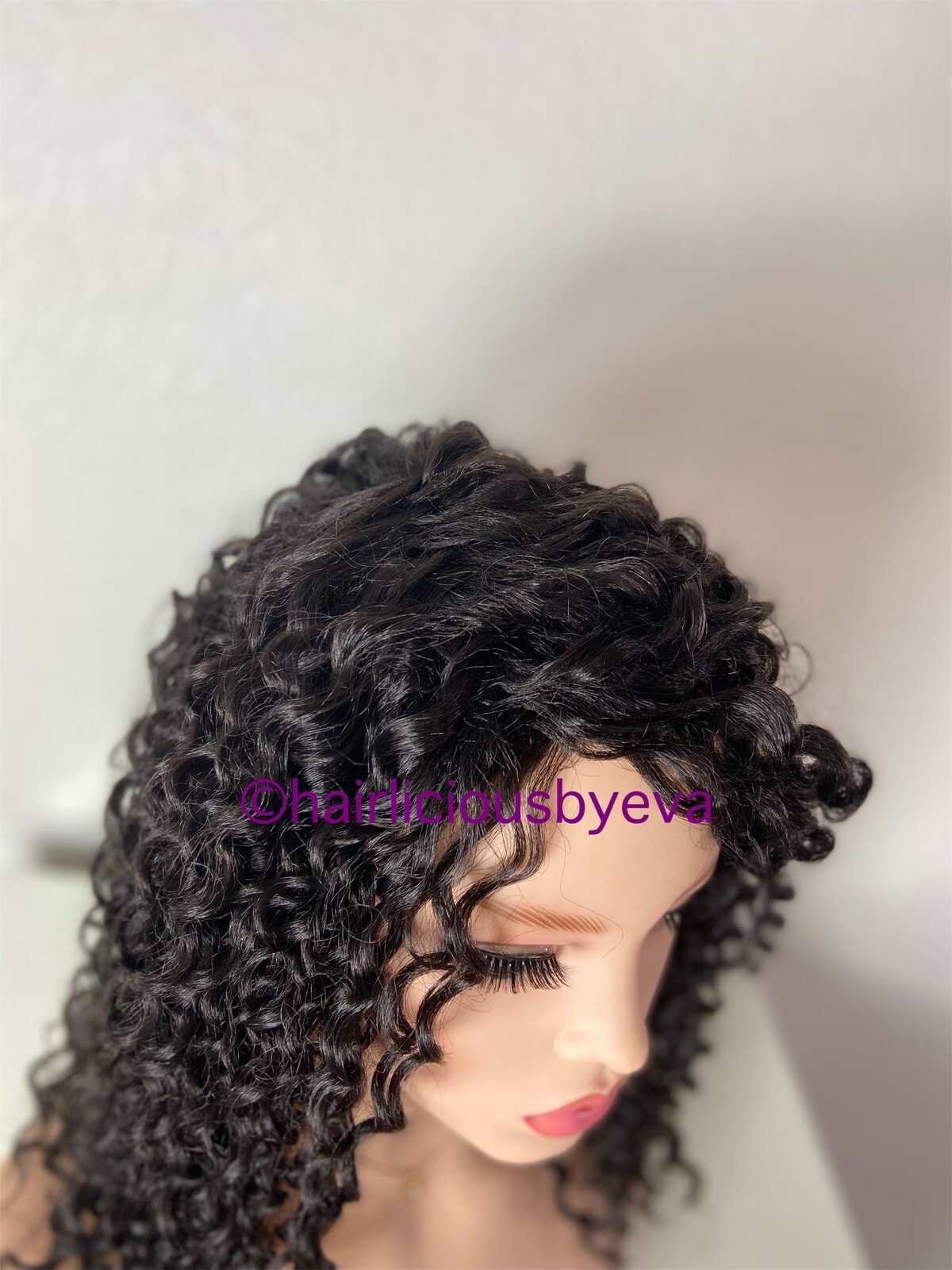 Kinky Curly Afro Wig Side Part Black Color 14 Inch Long