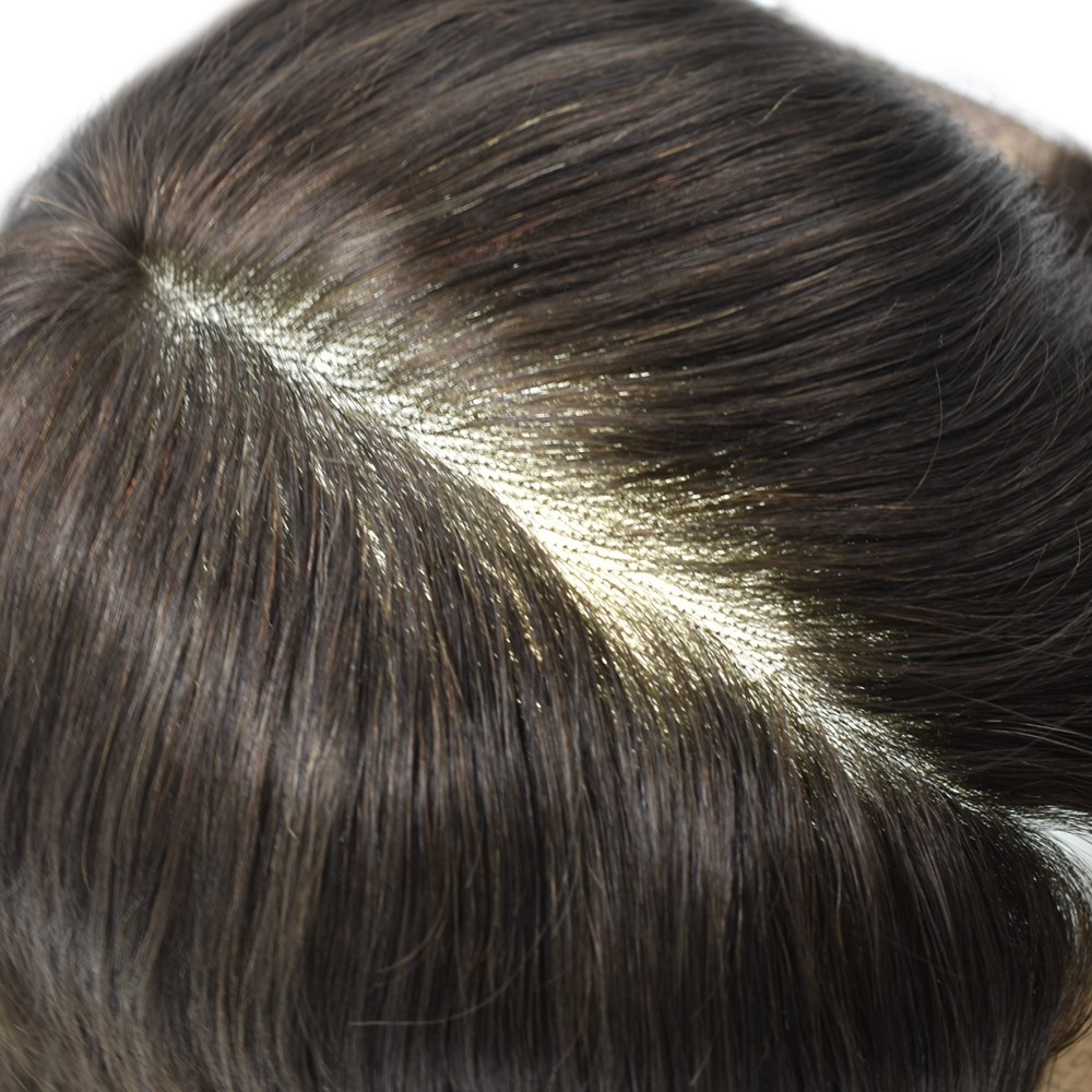 Mens Toupee Hairpiece Fine Mono Hair System for Men Wig Poly Skin Mens Hair Unit