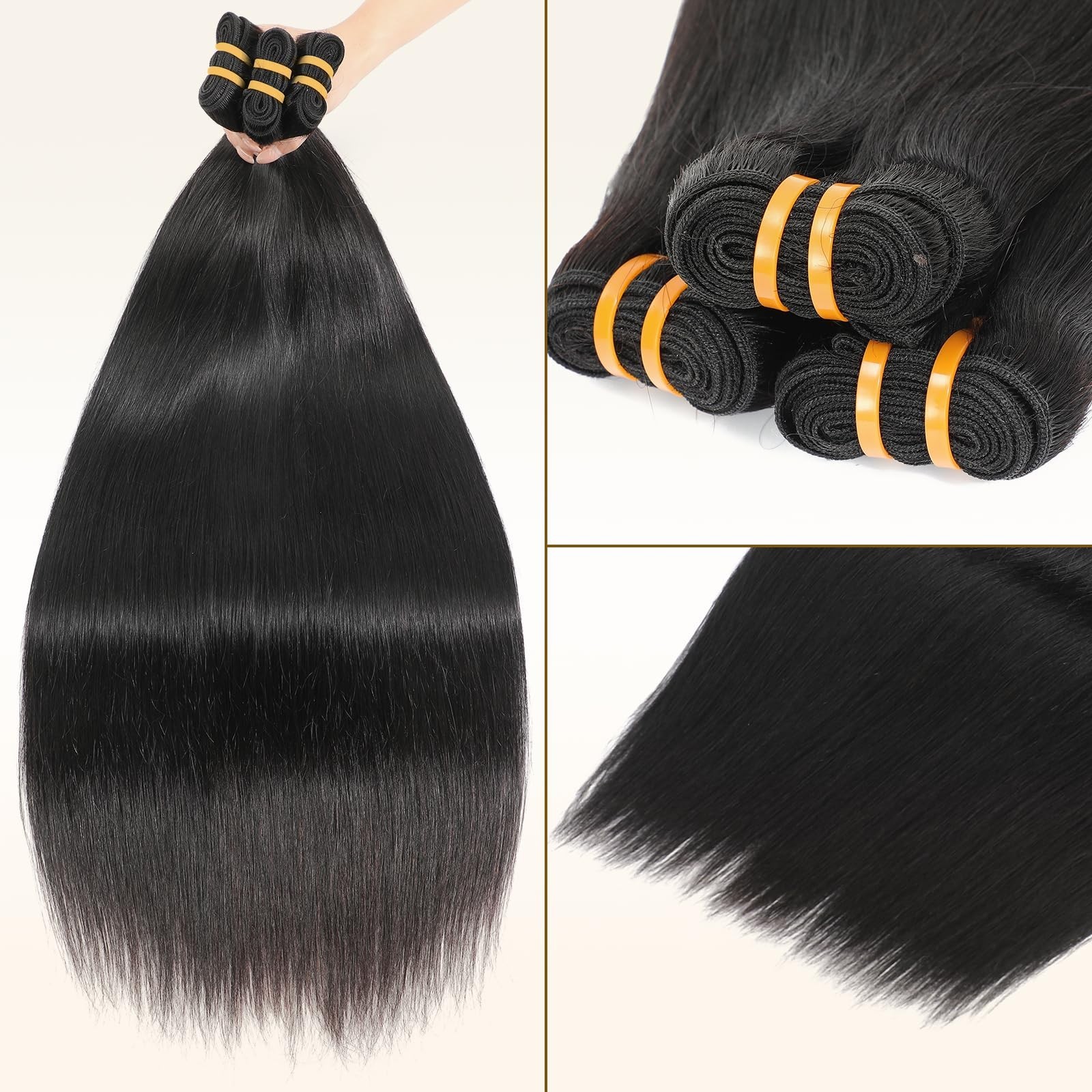 16A Raw Straight Human Hair Bundles 20″ 22″ 24″ – Virgin Remy, No Tangle, Long L