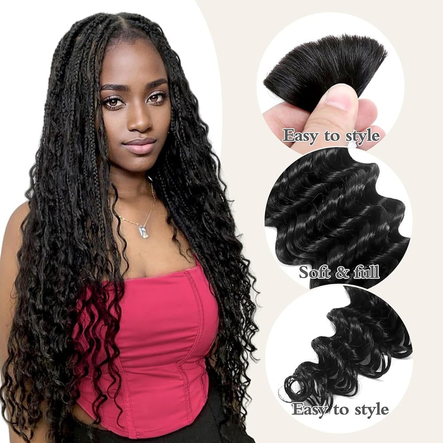 Human Braiding Hair for Boho Braids Human Hair 100g 2 Bundles Deep … Fast Ship