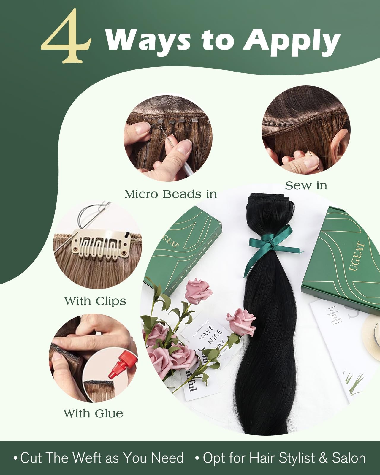 Sew in Hair Extensions Real Human Hair Black, Human Hair Weft Extensions Jet …
