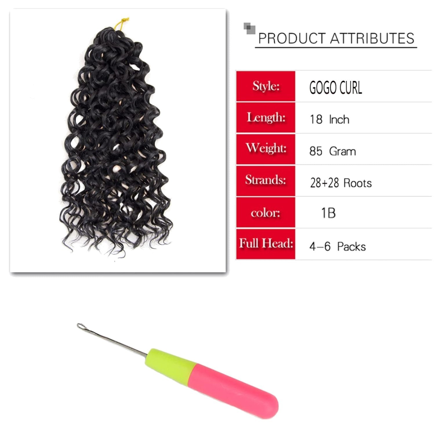 High Temp Fiber Crochet Hair Extensions 18″ 7Packs