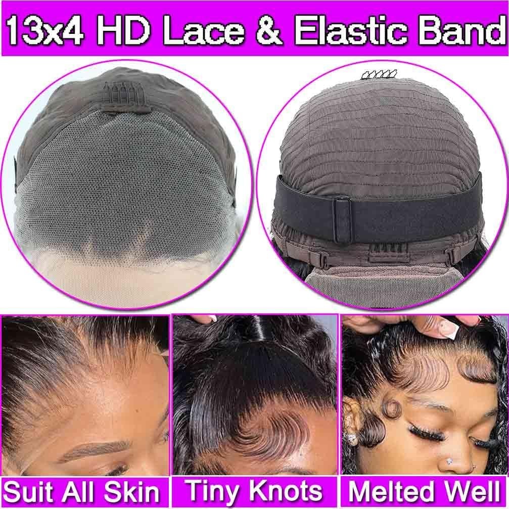 13×4 Lace Front Wigs Human Hair Pre Plucked 180 Density Brazilian Wet and Wav…
