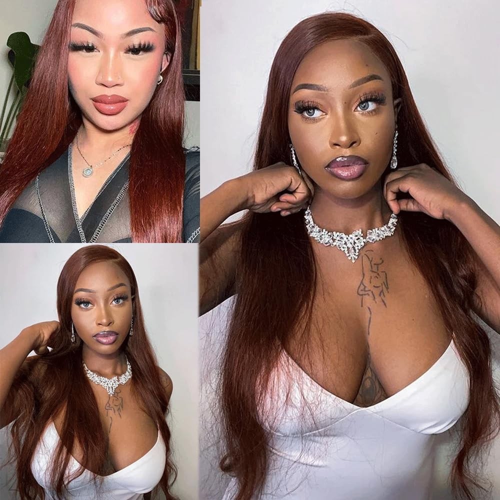 Xddnamei Brazilian Virgin Human Hair Bundles Reddish Brown Color 33 Straight