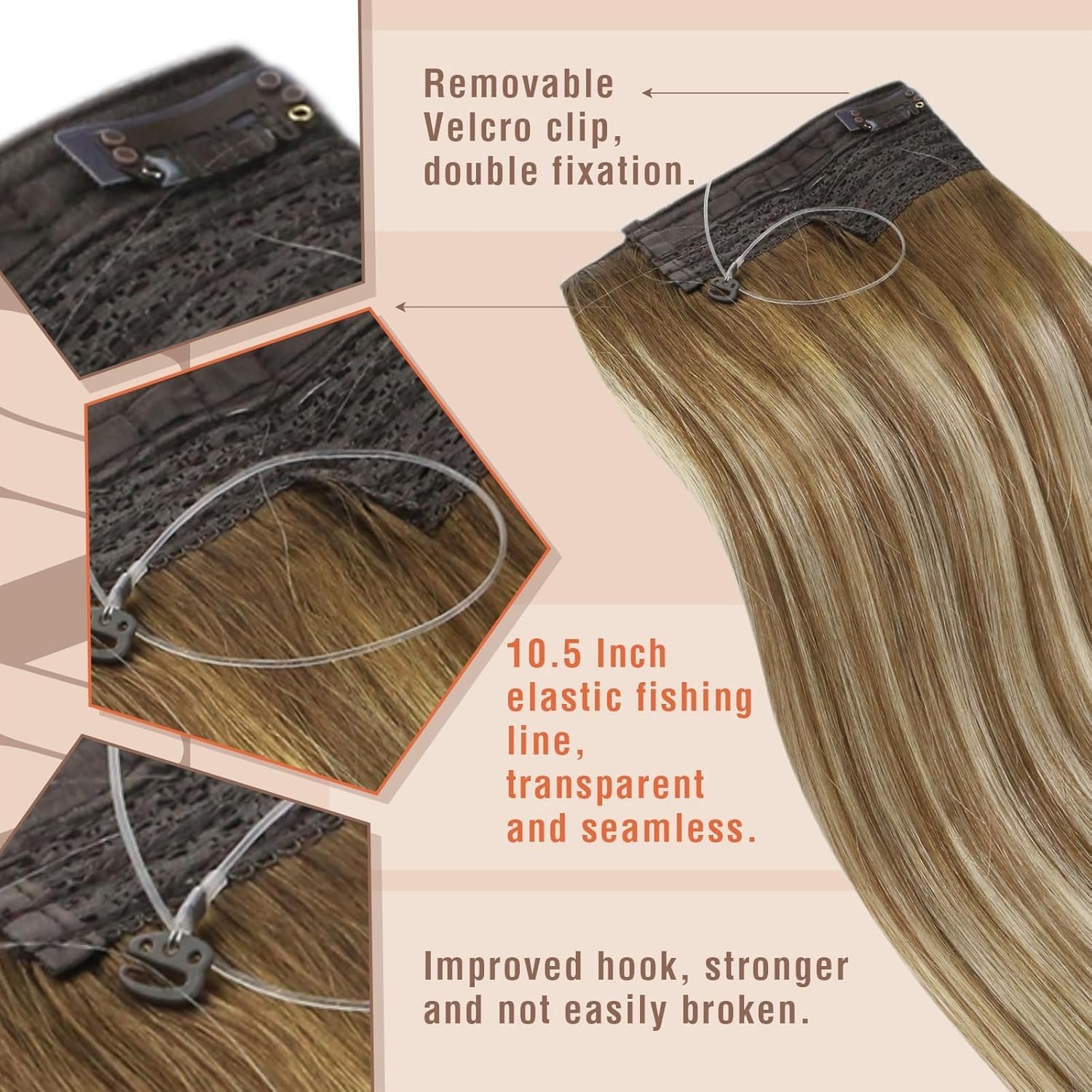 Sunny Hair FISHLINE 12″ Balayage Brown to Blonde Wire Hair Extensions FP 6-60-6