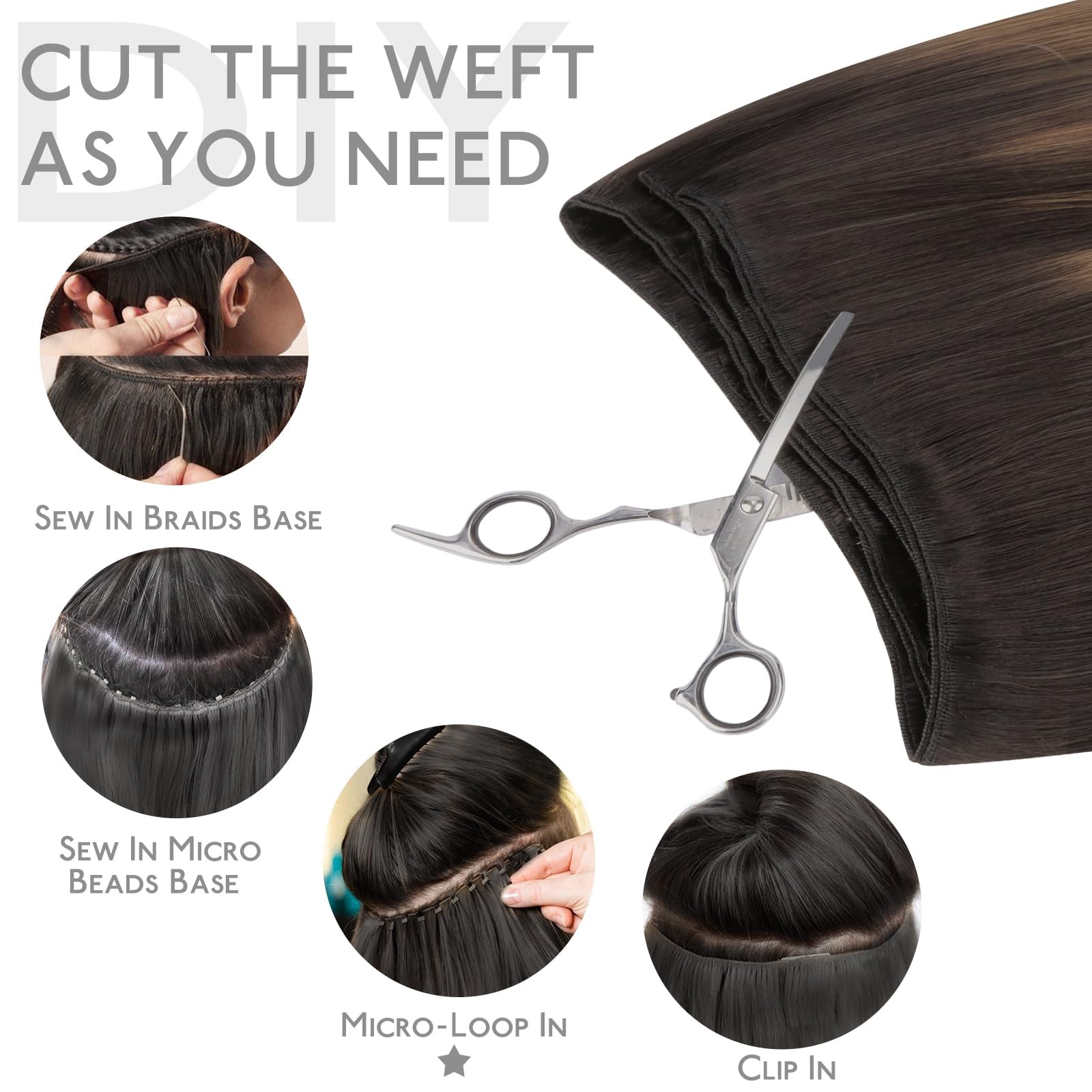 WENNALIFE Sew in Hair Extensions Real Human Hair, Weft Hair Extensions Human …