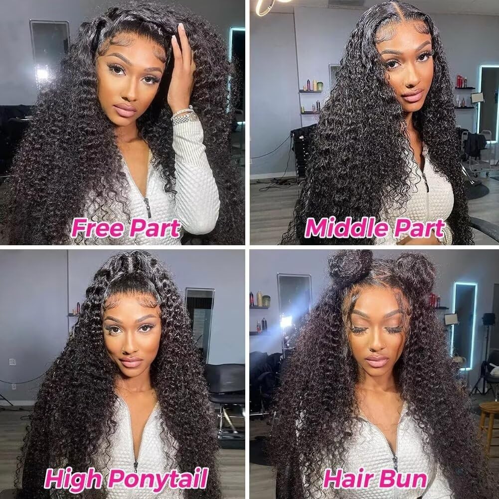 30″ 13×6 Deep Wave Lace Front Wig – 200 Density HD Lace, Pre-Plucked, Glueless,