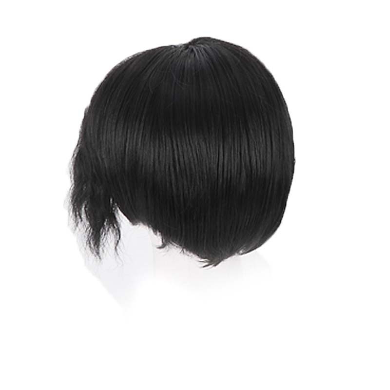 Kibutsuji Muzan Short Black Curly Wig with Side Bangs Heat Resistant Cosplay