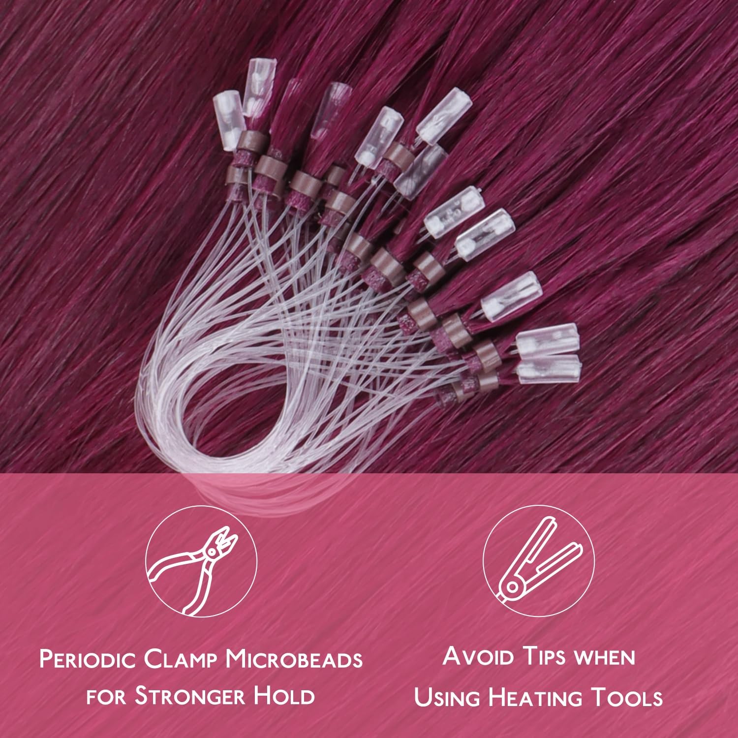 Wennalife Microlink Hair Extensions Human Hair 50G 50S 24 Inch Light Burgundy