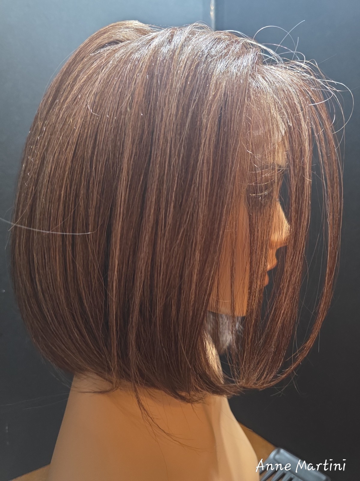 Women’s Lace Front Synthetic Straight Bob Wig Free-Part Medium Brown 11-20in