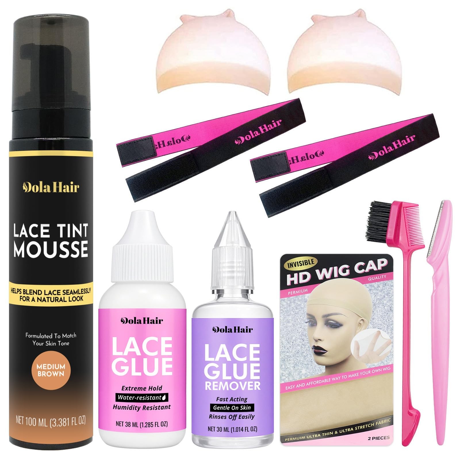 Dolahair Lace Tint Spray Mousse for 3.8 Ounce (Pack of 1), Medium Brown