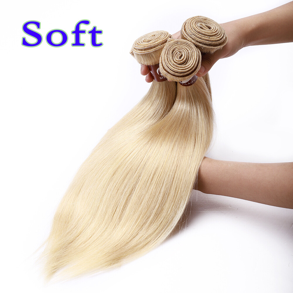 Blonde Human Hair 3 Bundles Remy Virgin Hair Extensions Straight Body Wave 300G