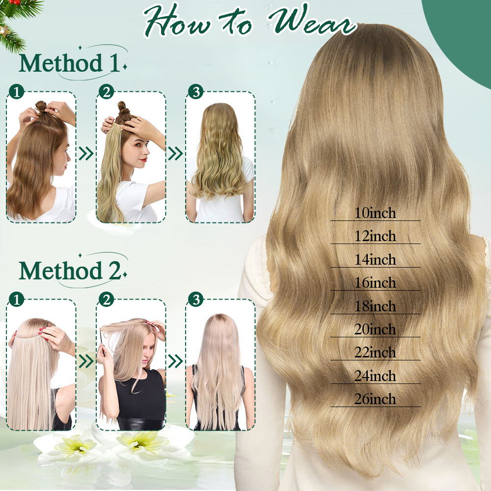 Real Natural as Human Invisible Wire in Hair Extensions Wavy One Piece Nano Ring