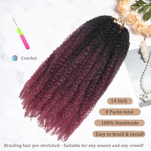 Marley Twist Braiding Hair 14 inch Afro Kinky Curly Crochet Braids 8 Packs