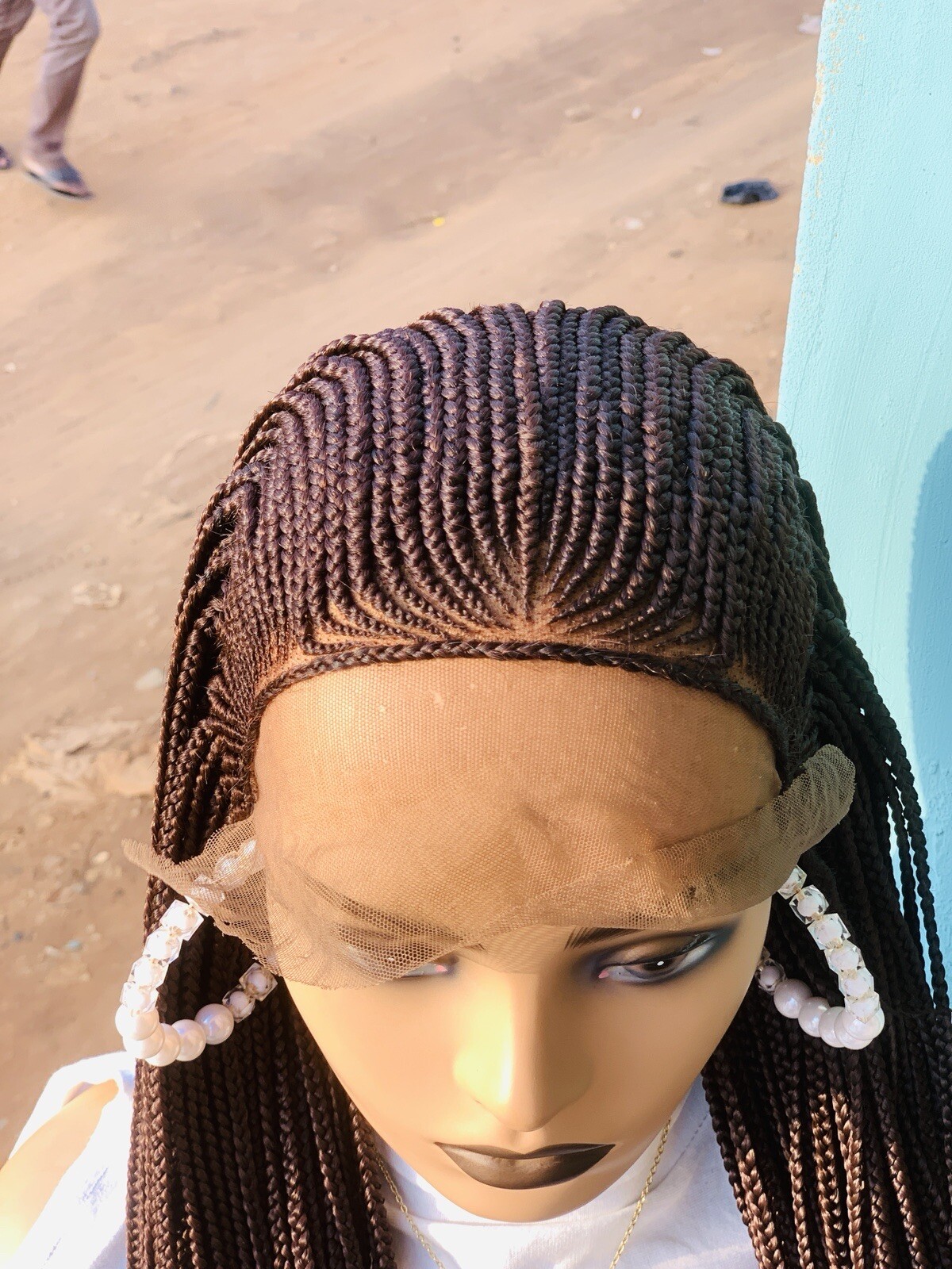 Braided Wig For Black Women, Cornrow Braids On Full Lace Wig, Synthetic Hair