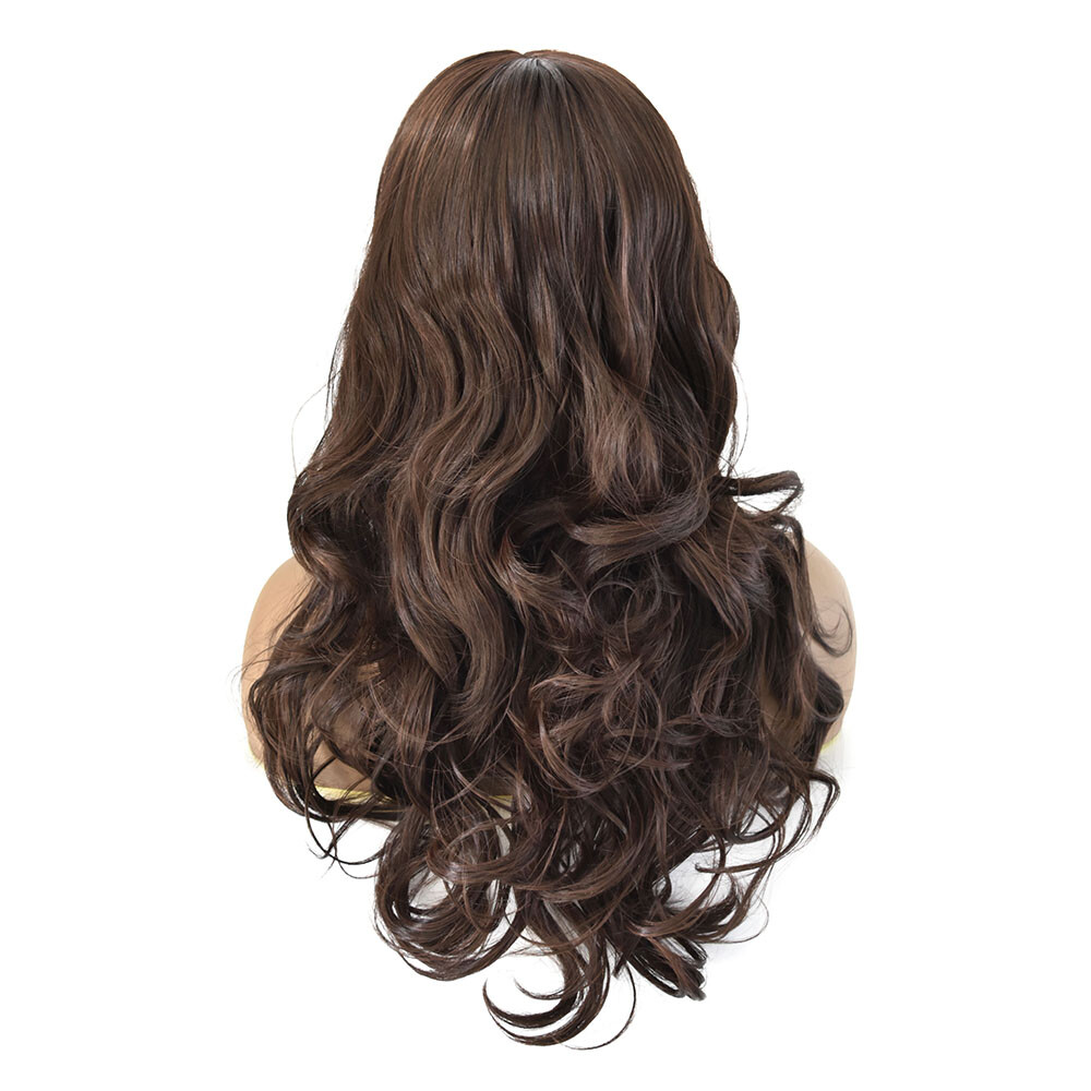 US Long Wavy Fashion Party Wig for Women Premium Synthetic Black Brown Hair 26″