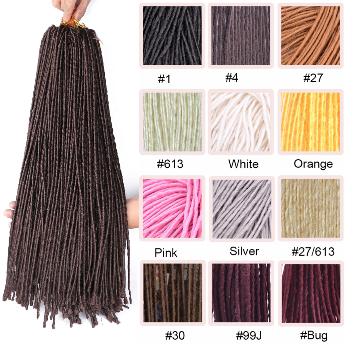 20″ Ombre Thin Faux Locs Crochet Braids Micro Dreadlocks Crochet Hair Extensions