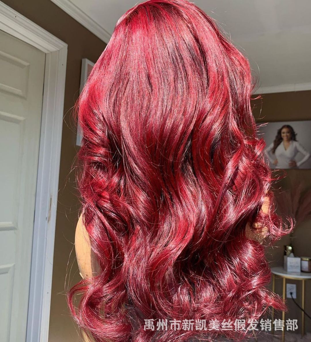Long Wavy 4X4 Lace Front Human hair Wig Ombre Burgundy Wigs Natural