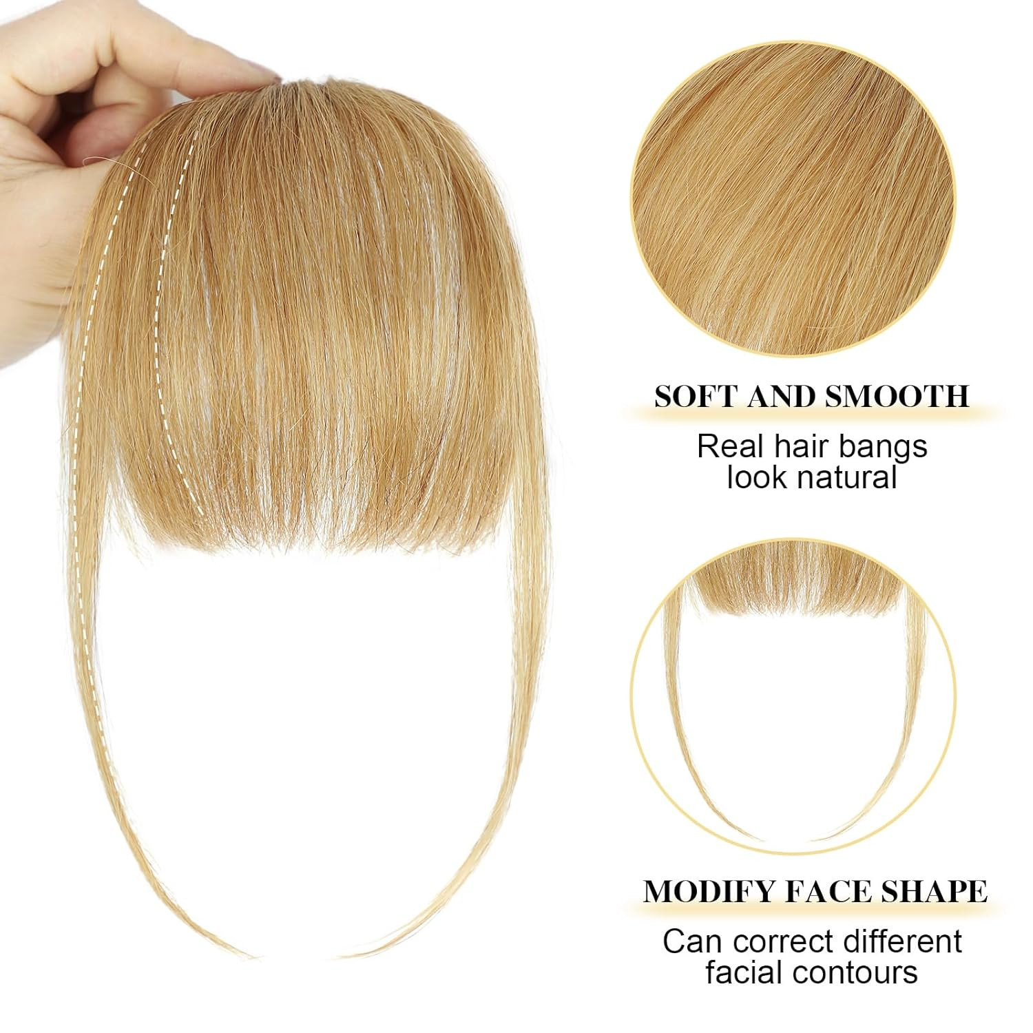 Clip in Bangs 100% Human Hair Bangs with Temples Bangs Hairpieces for Women Clip