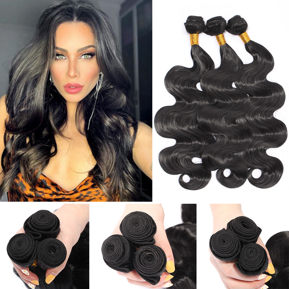 16″ 18″ 20″ 24″ as Human Hair Bundles Body Wave Black For Women Synthetic Hair