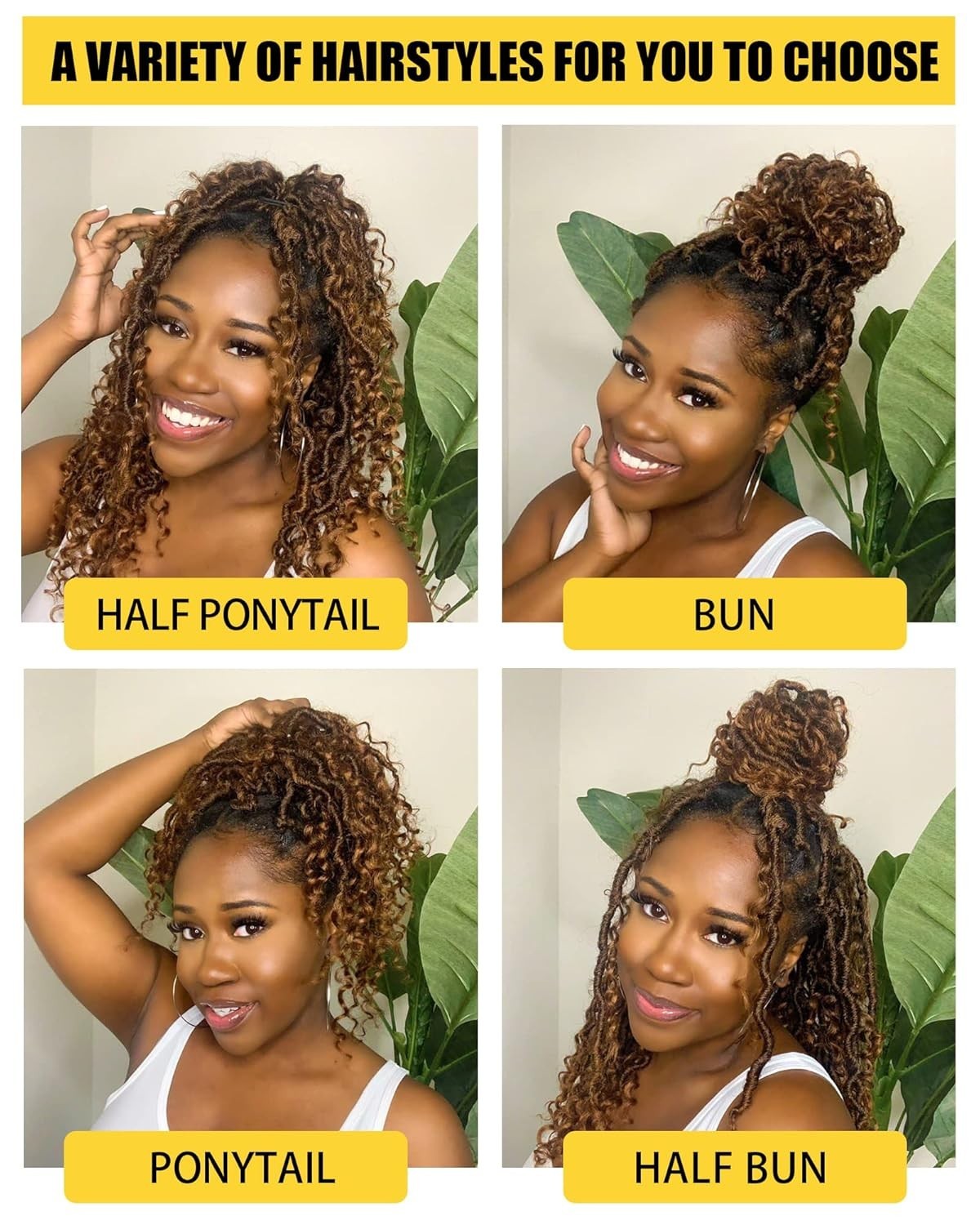 Goddess Locs Crochet Hair 14 Inch 7 Packs Curly Faux Crochet Hair Black Women
