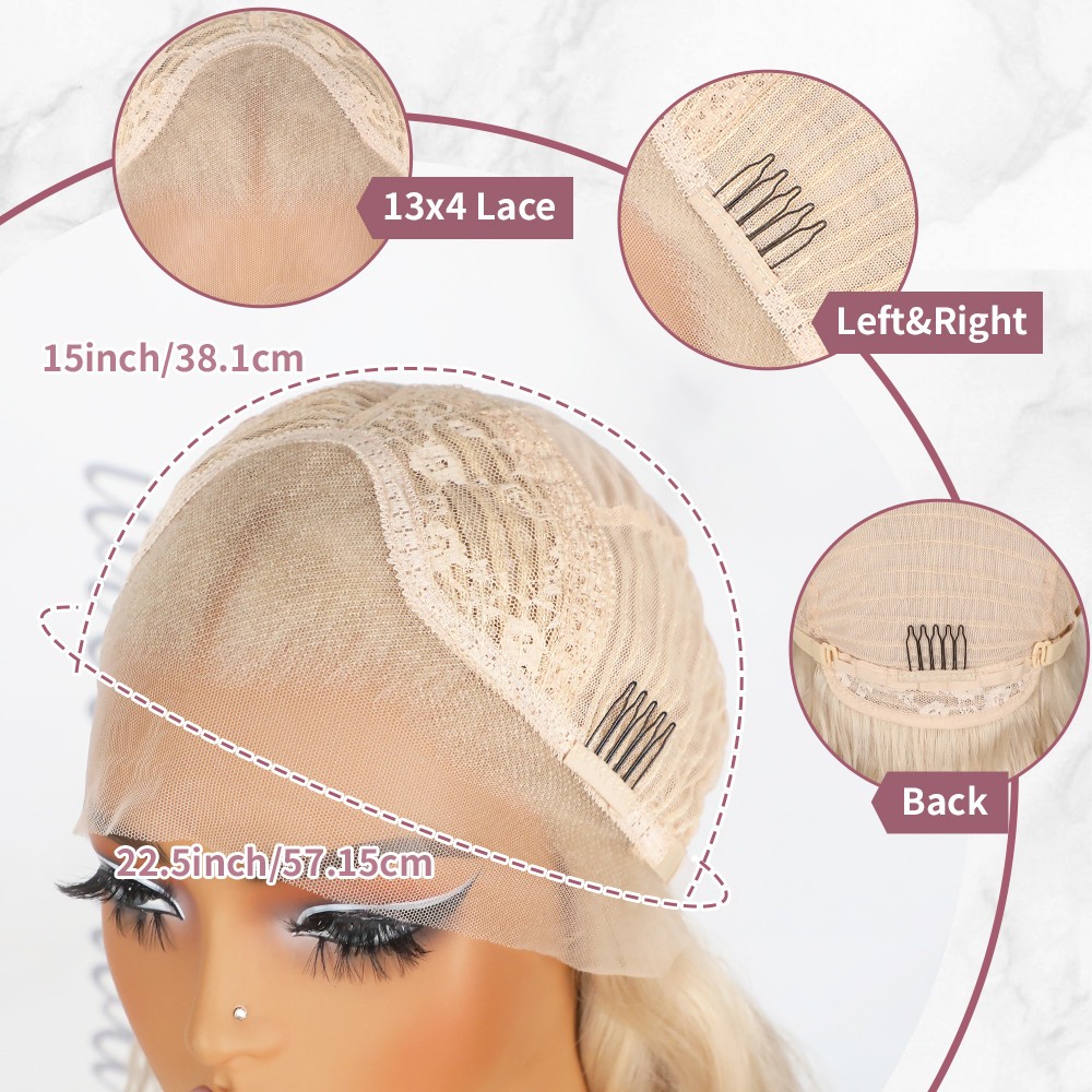 Body Wave Glueless Lace Front Wigs Long Wavy Heat Resistant Hair Light Blonde
