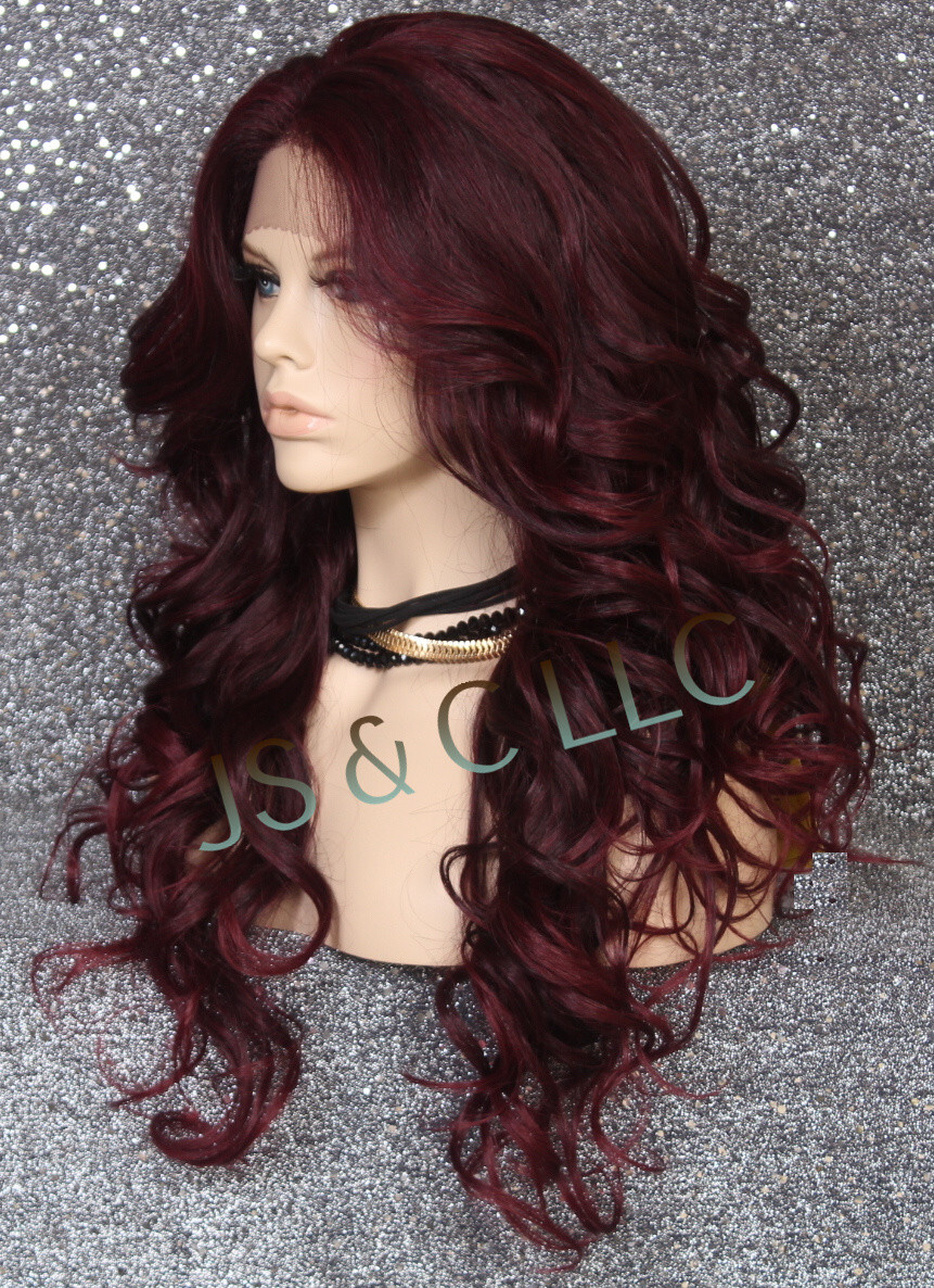 Human Hair Blend Full Lace Front Wig Curly Blonde mix RSA 1B/Burgundy