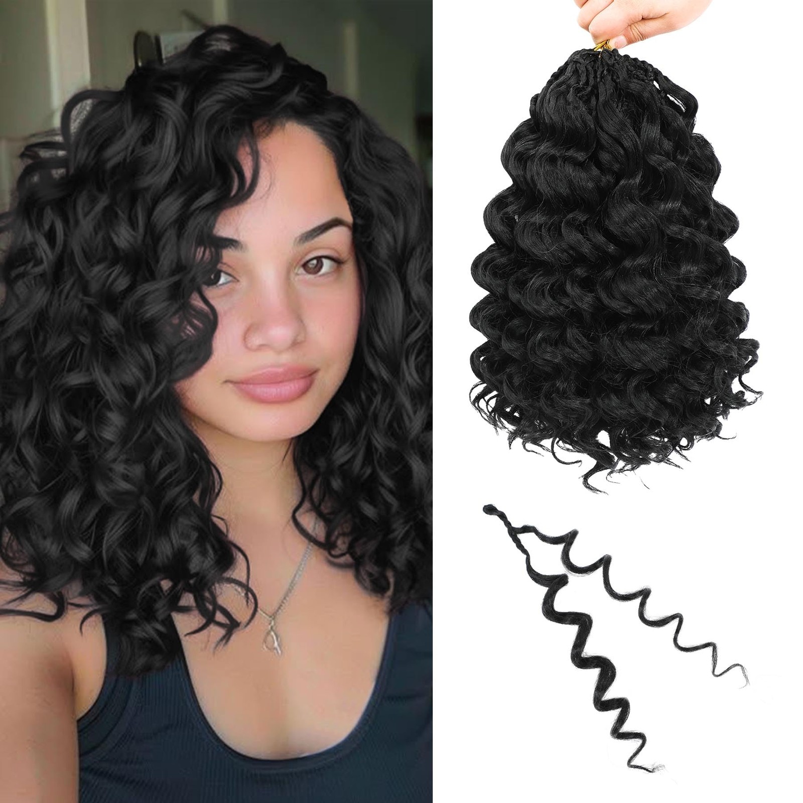 Pre-Looped Ocean Wave Crochet hair Deep Wavy Crochet Hair Water Wave Braiding…