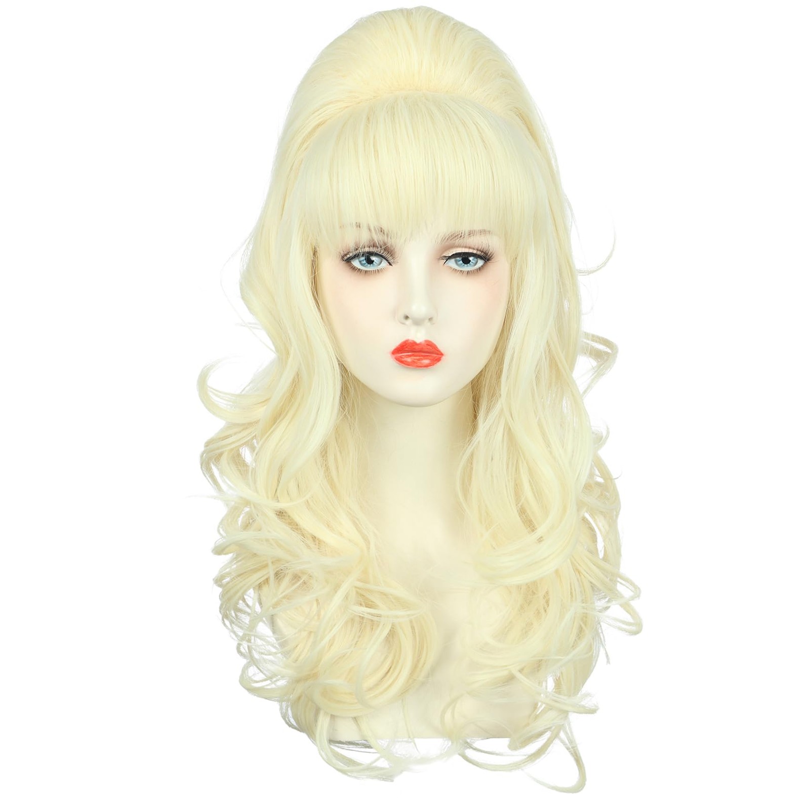 Long Blonde Curly Women Big Bouffant Wig Beehive 60s 70s Cosplay Costume Wig …