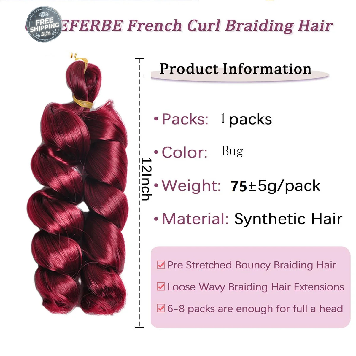 Bouncy Loose Curly Pre Stretched Braiding Hair Synthetic Easy Braid Crochet