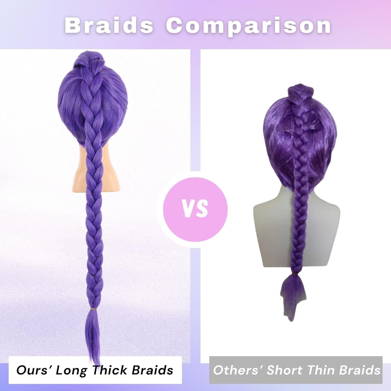 KPop Demon Hunter Rumi Wig Kid Size Purple Long Braided Ponytail Halloween