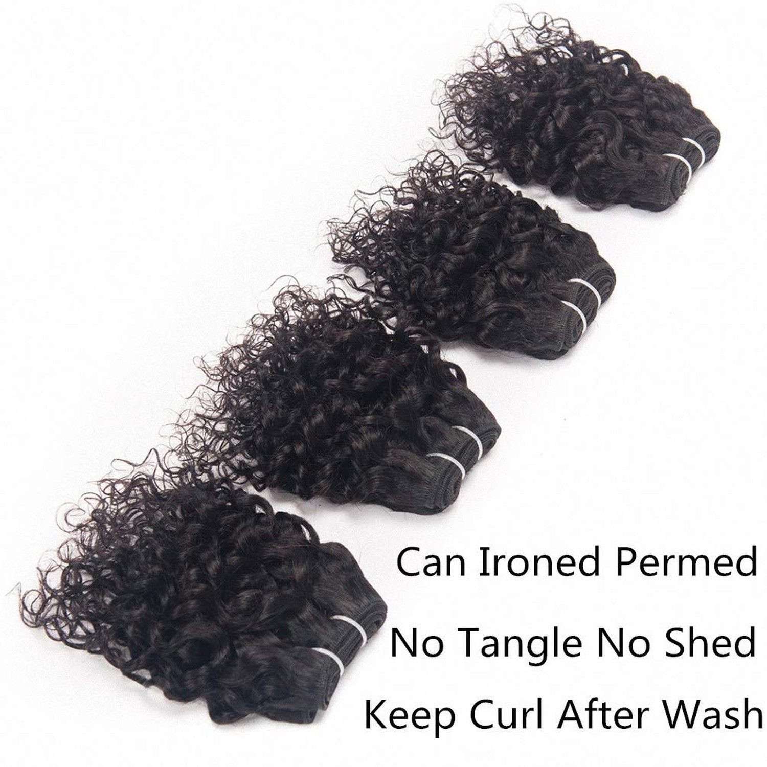 Brazilian Jerry Curl Human Hair Weave 4 Bundles 8 Inch Short Kinky Curly Smal…