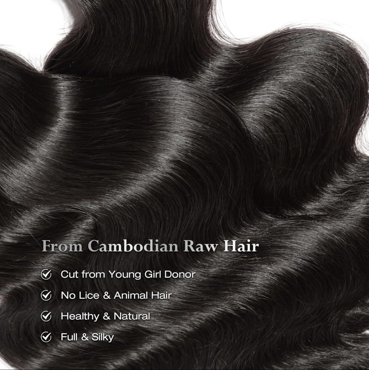ASHINE Human Hair Bundles Body Wave Straight Unprocessed Cambodian 20/22/24”