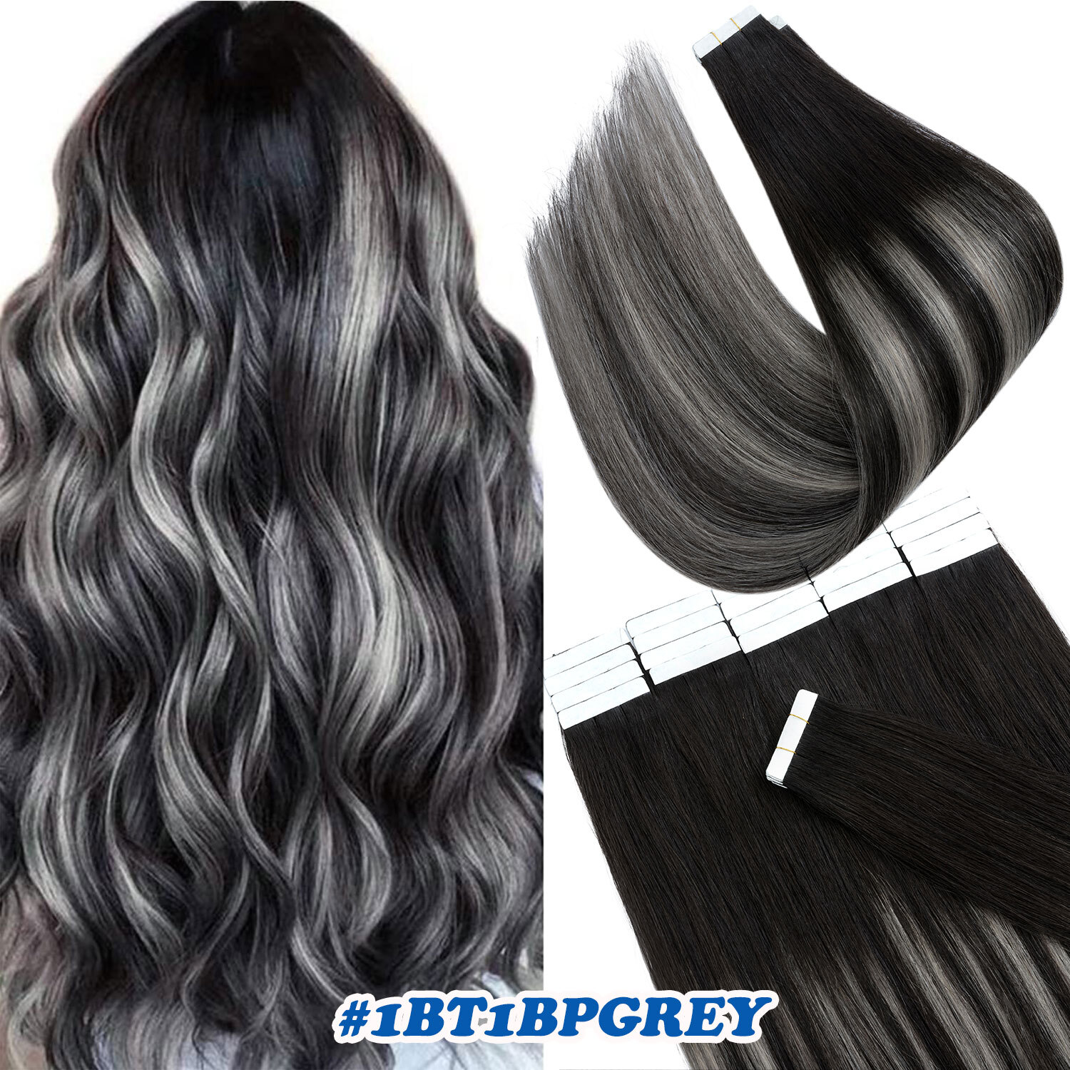 AAAA+ Tape in Hair Extensions 100% Remy Real Human Hair Seamless Skin Weft Ombre