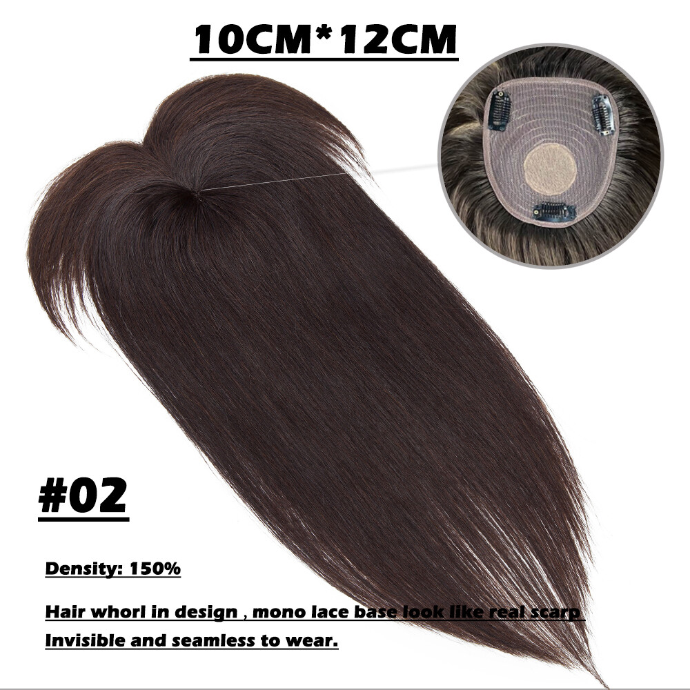 Russian Remy Clip in 100% Human Hair Piece Topper Wiglet Toupee 10*12cm Crown 8A