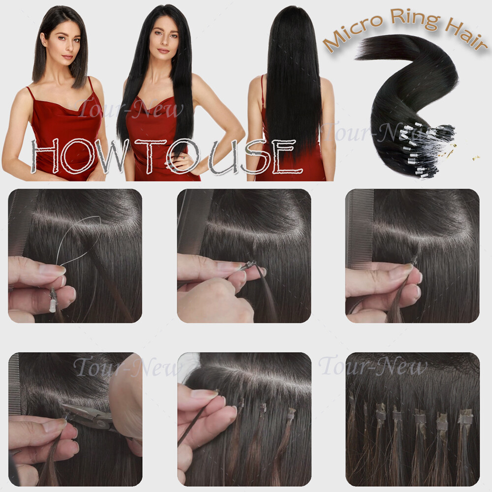 AAA+ 1g THICK Micro Ring Loop Tip Beads Remy 100% Human Hair Extensions Black US